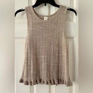 Elegant Beige Ribbed Tank Top